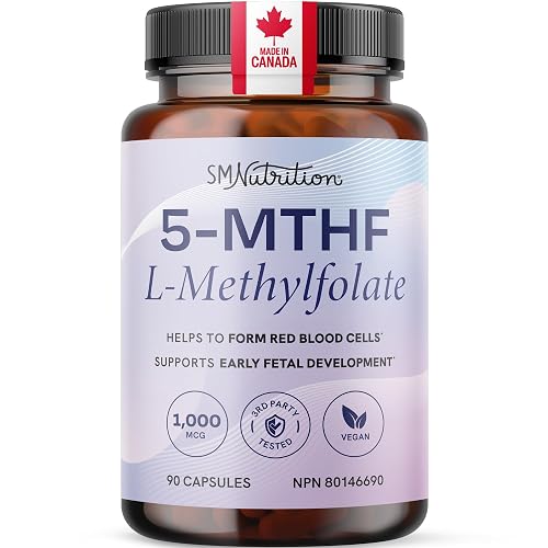 5-MTHF 1000mcg Methylfolate Supplement, Active Vitamin B9, 90 Capsules