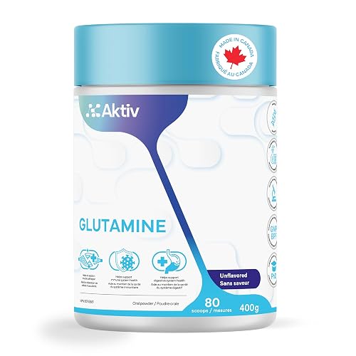 Aktiv L-Glutamine Powder 400g, 80 Servings – Unflavored, Easy Mixing Amino Acid – Supports Muscle Repair & Digestive Health