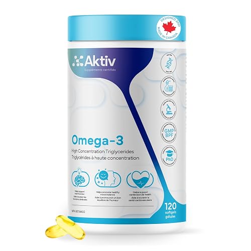 Aktiv Omega-3 Supplement – 120 Capsules – High Absorption Triglyceride Form – 400mg EPA & 300mg DHA – Heart, Brain & Joint Support – by Jimmy Sevigny