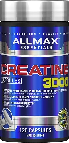 ALLMAX Creatine Monohydrate Capsules, 3000 mg, 120 Count