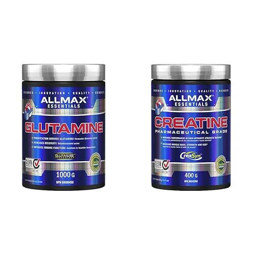 ALLMAX Glutamine 1000G & Nutrition - Creatine Monohydrate, Micronized Creatine Powder for Strength and Muscle Recovery, Gluten Free & Fast Absorbing 400g
