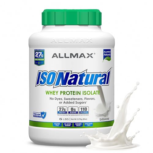 Allmax Nutrition Whey Protein Isolate Isonatural, Unflavored, 5 Pound.