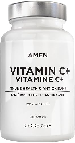 Amen Vitamin C+ Supplement with Zinc, Bioflavonoids, Quercetin, Rose Hips, Elderberry – Vegan, Non-GMO – 2 Months Supply - 120 Capsules