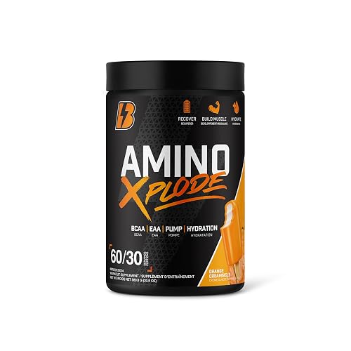 Amino Xplode – 12g EAA/BCAA + 4.5g Pump & 500mg Electrolyte Hydration Blend – Made in Canada – 60/30 Servings – Orange Creamsicle Flavour