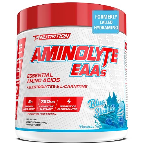 AminoLyte EAA + BCAA Powder - 35 Servings - Essential Amino Acids Supplement For Max Recovery, Performance, Strength, & Hydration | 7g 2:1:1 BCAAs, 8g EAAs, Electrolytes, Carnitine (Blue Slushie)
