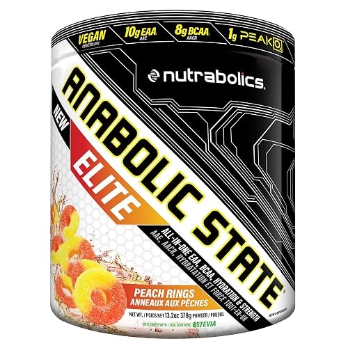 Anabolic State Elite Peach Rings 21 servings, EAA, BCAA, Hydration, Pre Post Workout Powder, Support Muscle Growth & Repair,