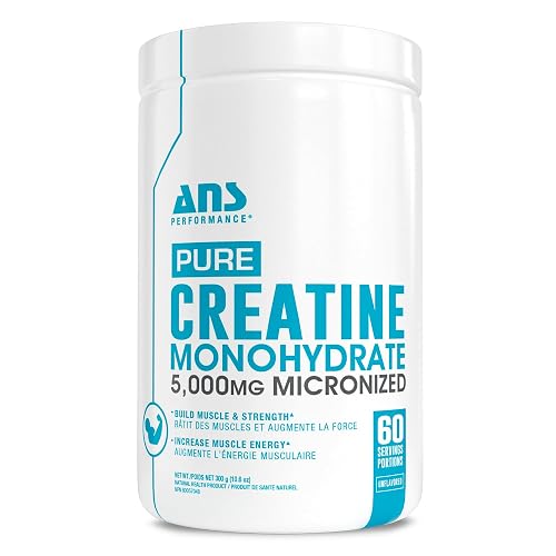 ANS Performance 100% Pure Creatine Monohydrate Powder – Unflavored, Micronized for Fast Absorption – For Muscle Growth, Reduce Fatigue & Endurence – Vegan, Non GMO & Gluten-Free - 300g/60 Servings