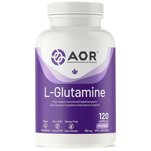 AOR L-Glutamine Capsules, Gut Health, Muscle Recovery, 750mg, 120 Capsules