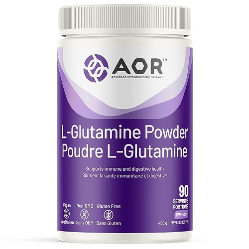 AOR L-Glutamine Powder 5000mg, Gluten Free, Unflavoured, 450 g, 90 Servings