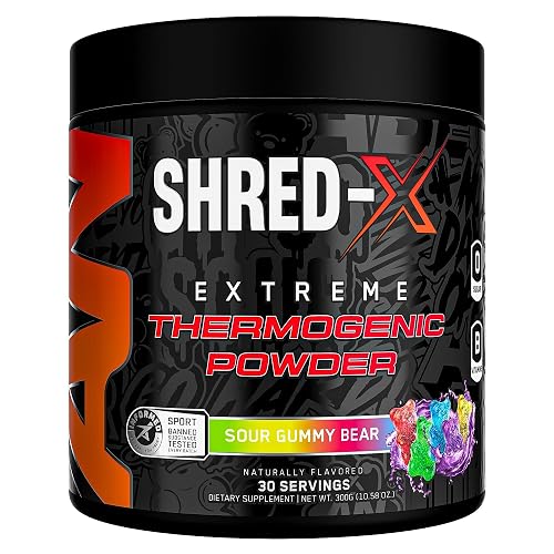 Applied Nutrition Shred-X Thermogenic Fat Burner Powder | Weight Management & Metabolism Support | 200mg Caffeine, Green Tea Extract, L-Carnitine, GBB & Betaine | Vegan, Sugar Free | 30 Servings (Sour Gummy Bear)
