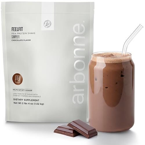 Arbonne FeelFit Pea Protein Powder – Chocolate Flavor Vegan Protein Powder – Plant-Based Nutrition Supplement for Smoothies, Shakes & Post-Workout Recovery Support – 30 Servings (Chocolate)