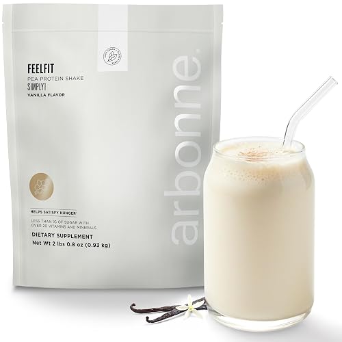 Arbonne FeelFit Pea Protein Powder – Vanilla Flavor Vegan Protein Powder – Plant-Based Nutrition Supplement for Smoothies, Shakes & Post-Workout Recovery Support – 30 Servings