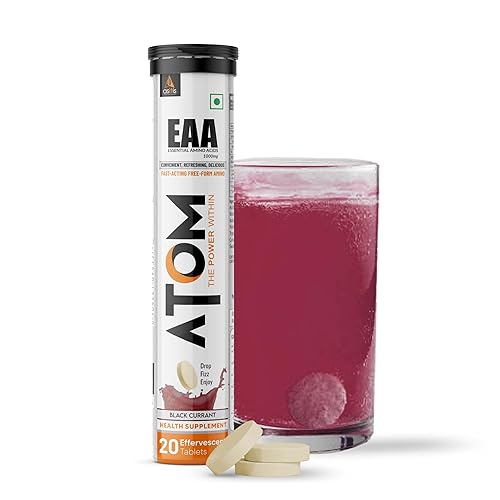 AS-IT-IS ATOM EAA Effervescent 20 Tablets| All 9 Essential Amino Acids with 100% Bioavailability| Muscle Recovery & Performance| Convenient, Refreshing & Delicious – Black Currant Flavour