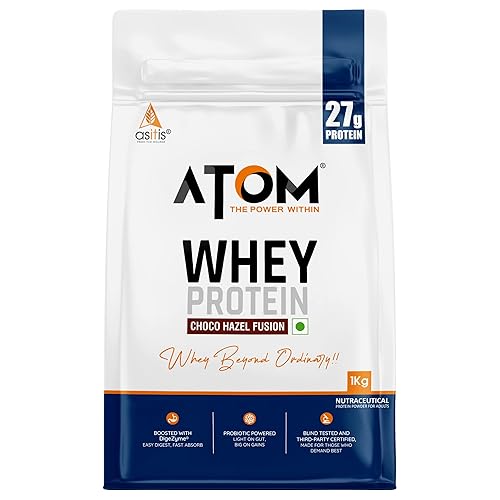 AS-IT-IS Nutrition ATOM Whey Protein 1kg | 27g protein | Isolate & Concentrate | Choco Hazel Fusion | USA Labdoor Certified | With Digestive Enzymes for better absorption