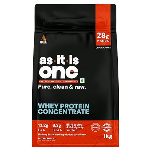 AS-IT-IS ONE Whey Protein Concentrate I Pure, Clean & Raw I 28g Protein per Serve, Unflavoured 1kg I Labdoor & Trustified Certified I No Amino Spike OR Heavy Metals I Protein for All Ages Adults