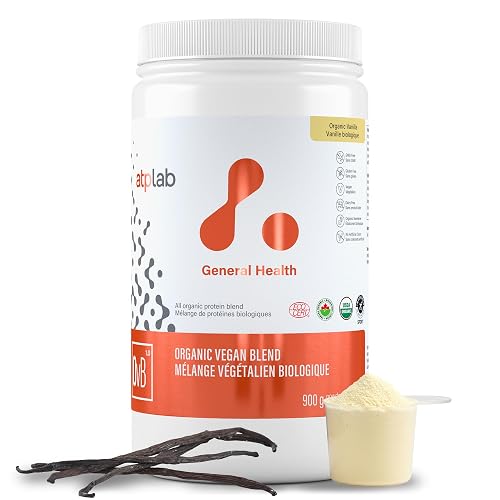 atplab Organic Vegan Blend Protein Powder, 5 Plant Proteins, Vanilla, 900g