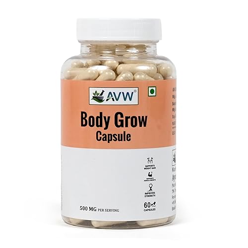 AVW Body Grow Capsules 500mg, 60 Capsules | New & Improved Formula | Ayurvedic Weight Gainer for Digestion & Muscle Mass | 100% Natural for Men & Women | Increases Strength & Appetite Naturally
