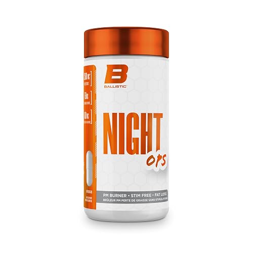 Ballistic Night Ops PM Burner | Stim Free Night Time Fat Burner Capsules | Night Time Weight Management Support for Men & Women | Sleep & Recovery Support | 125 Capsules