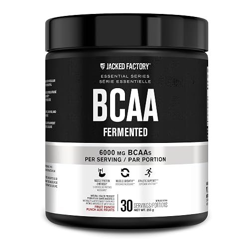 BCAA Powder (Fermented) - 6g Branched Chain Amino Acids Supplement for Enhanced Recovery, Reduced Fatigue, Increased Strength, and Muscle Growth - 30 Servings, Fruit Punch