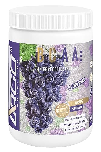 BCAA Powder - Pre Workout - Amino Acids for Muscle Build & Recovery - Energy Booster - Grapes - 300g - Made in Canada - Sugar Free