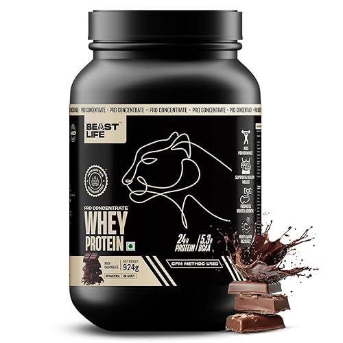 BeastLife Pro 100% Whey Protein Powder| 2 Lbs | Rich Chocolate | Muscle Growth & Recovery| Fast Absorbing, No Bloating | Ultrasorb Tech For Fast Digestion| NABL Lab Certified | 24g Protein, 5.3g BCAA