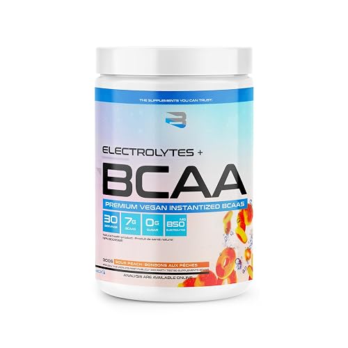 Believe Supplements BCAA + Electrolytes | Branched Chain Amino Acid Powder & Electrolyte Hydration Drink Mix | Hydration, Endurance & Recovery Support | 30 Servings (Sour Peach)