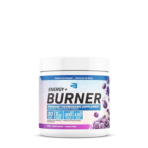 Believe Supplements Energy + Burner | Energy & Focus Thermogenic Powder with Caffeine, L-Carnitine, Green Tea | Supports Endurance & Fat Metabolism | 30 Servings (Grape Freeze)