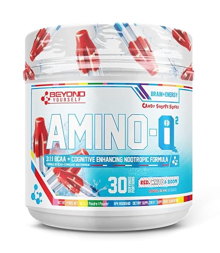 Beyond Yourself - Amino iQ² | Brain-Boosting Nootropic Complex & BCAAs | Intense Focus and Mental Clarity for Peak Performance | Zero Sugar, Zero Calories, Free from Artificial Additives | 40 Servings | Red White Boom