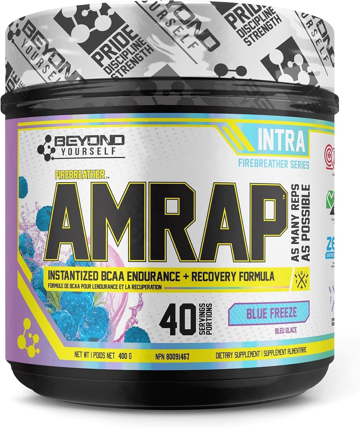 Beyond Yourself - AMRAP BCAA Endurance & Recovery Formula | 40 Servings | 7.2g BCAAs in Optimal 4:1:1 Ratio with Added L-Carnitine and Magnesium | Supports Muscle Growth, Recovery, and Performance | Vegan, Sugar-Free | Blue Freeze