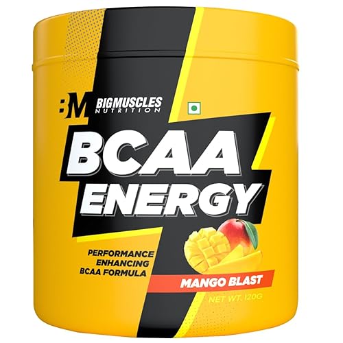 Bigmuscles Nutrition BCAA Energy Powder [20 Serving, Mango Blast], 120 Grams, 20 Servings