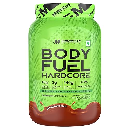 Bigmuscles Nutrition Body Fuel Hardcore Mass Gainer (1kg, Chocolate Eclair)