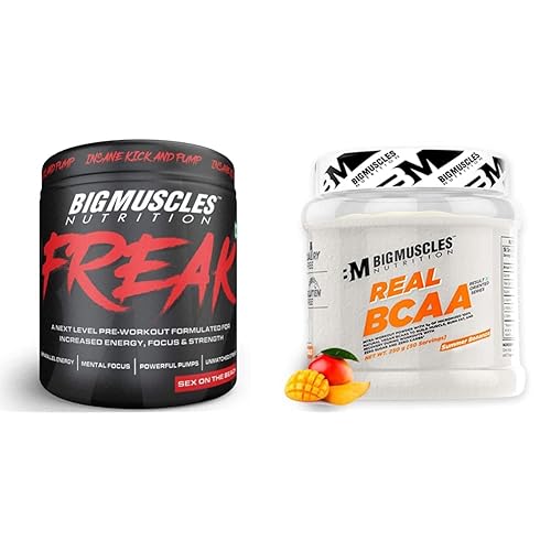 Bigmuscles Nutrition Freak Pre-Workout Sex on the Beach [30 Servings, Pack of 180g powder] & Bigmuscles Nutrition Real BCAA [50 Servings, Summer Bonanza]