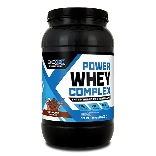 BioX Power Whey Complex | 26g Whey Protein with Concentrate, Isolate & Hydrolyzed Blend | Triple Protein Blend with Instant Mixability | Low Lactose, Low Sugar, Low Fat | 23 Servings, 1.8LB (Chocolate)