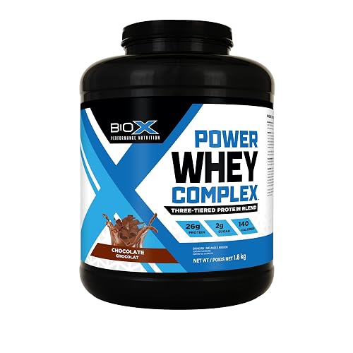 BioX Power Whey Complex | High Protein 100% Pure Whey Protein Powder | 26g Protein with Whey Concentrate, Whey Isolate, Hydrolyzed Whey | 52 Servings, 4LB (Chocolate)