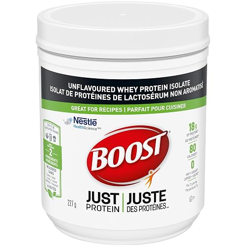 Boost JUST Protein Unflavoured Instant Whey Protein Isolate Powder, 227 Grams (Pack of 1) - Packaging May Vary