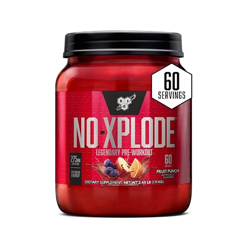 BSN N.O.-XPLODE Pre Workout Powder with Creatine, Fruit Punch, 60 Servings | Energy Supplement for Men and Women with Beta-Alanine and Creatine for Pre-Workout Performance and Endurance