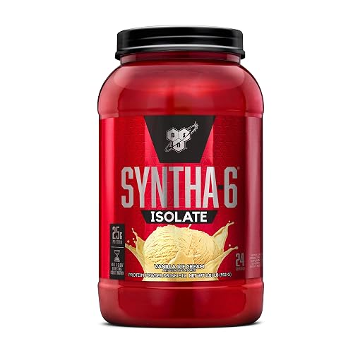 BSN SYNTHA-6 Isolate Protein Powder, Vanilla Ice Cream, 24 Servings | Premium Whey Protein Isolate and Milk Protein Isolate with Essential Amino Acids for Muscle Gain and Recovery
