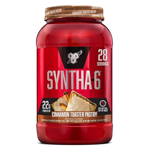 BSN SYNTHA-6 Protein Powder | 22g Protein Matrix with Whey Concentrate, Whey Isolate, Micellar Casein, Hydrolyzed Protein | 28 Servings, 2.91LB (Cinnamon Toaster Pastry)