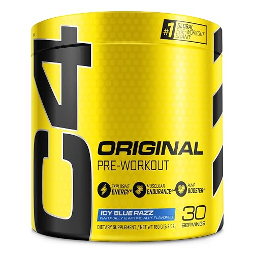 C4 Original Pre Workout, 150mg Caffeine, ICY Blue Razz, 30 Servings | Icy blue razz flavor with 150mg caffeine, creatine, citrulline & beta-alanine for energy, endurance and pumps.
