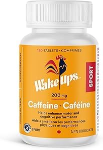 Canadian-Made Wake-Ups Sport Caffeine Pills 200mg. Tested for WADA Banned Substances. Fast-Acting Energy & Endurance Supplement. 120 Count