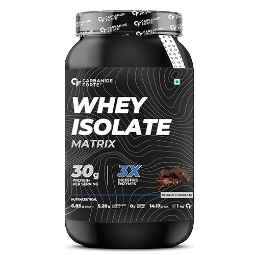 Carbamide Forte Whey Isolate Matrix | Whey Protein Powder | 30g Protein | Belgian Chocolate Flavour - Whey Protein Isolate 1kg