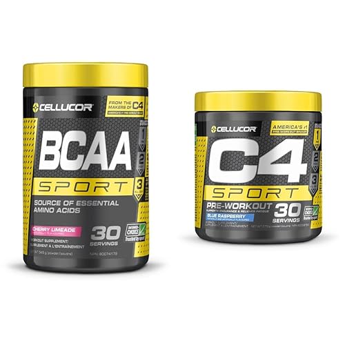 Celllucor BCAA Sport Recovery Powder - Post & Intra Workout Energy Supplement & C4 Sport Pre Workout Powder Blue Raspberry | Informed Choice Certified + Sugar Free Pre-Workout