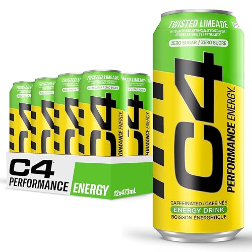 Cellucor C4 Performance Energy Drink, Twisted Limeade, Carbonated Sugar Free Drink with no Artificial Colours or Dyes, 473mL, 12 count