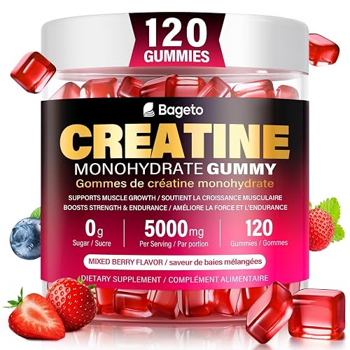 Creatine Gummies 5000mg for Men & Women, 120 Ct Sugar-Free Vegan Creatine Monohydrate Gummies for Muscles, Energy and Recovery, 120 Count (Pack of 1), Strawberry Flavor, Pre-Workout Supplements