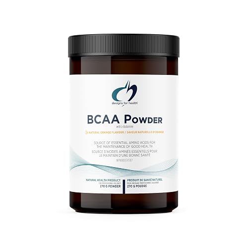 Designs for Health BCAA Powder with L-Glutamine - Branched Chain Amino Acids Powder + L-Glutamine Supplement to Support Muscles + Workouts - Orange Flavored Drink Mix (30 Servings / 270g)