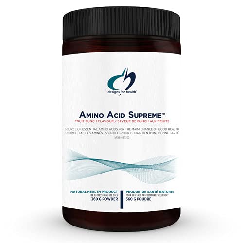 Designs for Health Complete Amino Acid Powder with BCAAs - Amino Acid Supreme, Fruit Punch (30 Servings / 360g)
