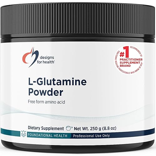 Designs for Health Vegetarian L Glutamine Powder - Pure 3000mg Amino Acid Supplement - Promotes Muscle Recovery, Gut + Immune Support - Non-GMO Gluten Free Drink Add-In (83 Servings / 250g)