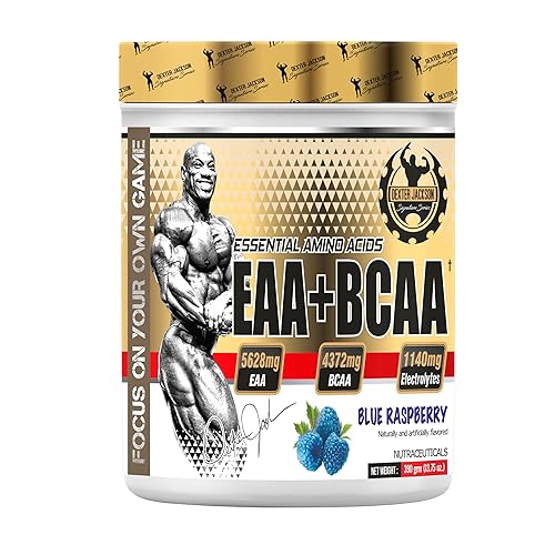 Dexter Jackson EAA+BCAA | Improve Exercise Performance & Maximize Muscle Gains | Blue Raspberry Flavor | 390 Gram - Advanced Amino Acid Blend