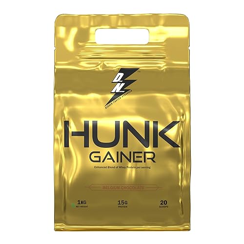 DIVINE NUTRITION BIGGER-FASTER-STRONGER Hunk Gainer | 15g Protein, 150g Per serving, 20 serving | With Complex Carbs, High Protein & Digestive Enzymes (1 Kg, Belgium Chocolate)