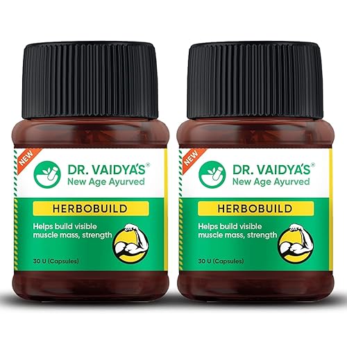 Dr. Vaidya’s Herbobuild Mass Gainer for Men | Ayurvedic Weight Gainer Capsules for Muscle Gain, Strength & Stamina | Safe & Natural Mass Gainer for Men – 30 Capsules (Pack of 2)